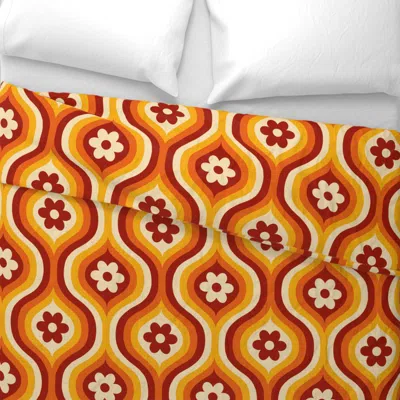 Spoonflower 70s Groovy Daisy Ogee Euro Pillow Sham