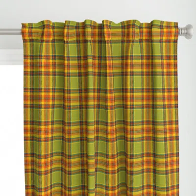 Spoonflower 70s Plaid Green Curtain Panel