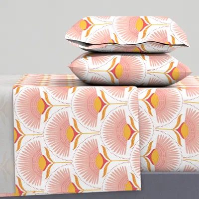 Spoonflower 8" Aara Palm - Original - On White Queen Sheet Set