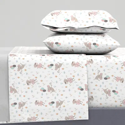 Spoonflower 8 Cute Baby Mouse Girl And Flowers Mouse Mouse Nursery On Flower Meadow Full Sheet Set