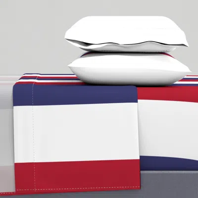Spoonflower 8 Inch Usa Flag Red White And Blue Vertical Stripes (24 Inch Repeat) Queen Sheet Set