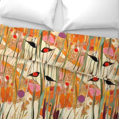 Spoonflower A Summer's Marsh With Bird Wide Cotton Sateen 3.5 oz 26" X 20" Standard Knife Edge