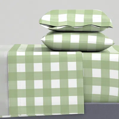 Spoonflower A4ba8a On White Cross Hatch Plaid Queen Sheet Set