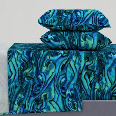 Spoonflower Abalone Blue Queen Sheet Set