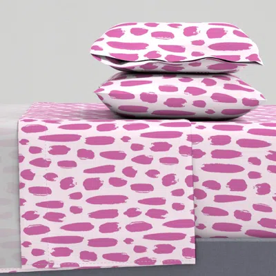 Spoonflower Abstract Brush Stroke Pattern Pink King Sheet Set