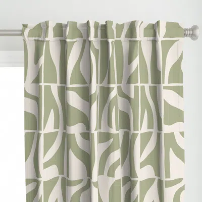 Spoonflower Abstract Geo Tiles Sage Curtain Panel
