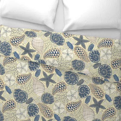 Spoonflower Abstract Shells - Linen Sand Wide Cotton Sateen 3.5 oz 26" X 20" Standard Knife Edge