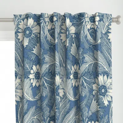 Spoonflower Acanthus Cobalt Denim Curtain Panel