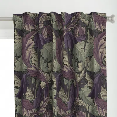 Spoonflower Acanthus In Plum & Barley Curtain Panel