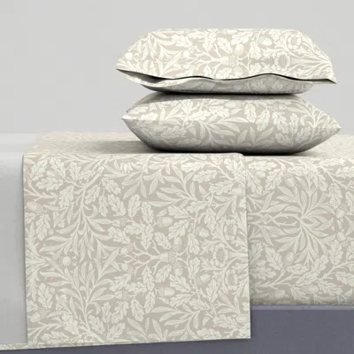 Spoonflower Acorn In Dove And Linen (arts & Crafts Neutrals) - William Morris King Sheet Set
