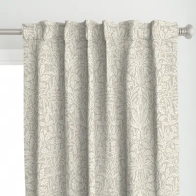 Spoonflower Acorn In Dove And Linen Curtain Panel