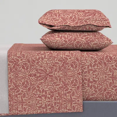 Spoonflower Acorn In Wild Rose (traditional Arts & Crafts) - William Morris Small Queen Sheet Set