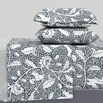 Spoonflower Acorn Of Prosperity White Bg Dark Charcoal 200size Full Sheet Set