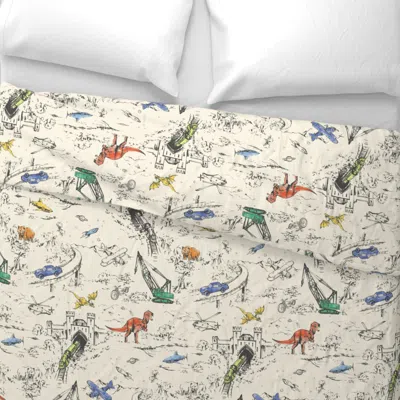 Spoonflower Adventure Toile Brights Wide Cotton Sateen 3.5 oz 26" X 20" Standard Knife Edge