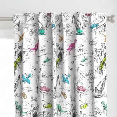Spoonflower Adventure Toile Pop Curtain Panel