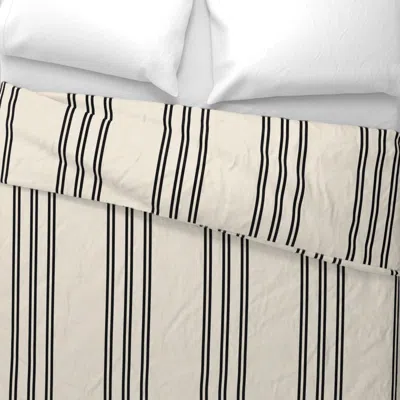 Spoonflower Aegean Stripe Black Wide Cotton Sateen 3.5 oz 26" X 20" Standard Knife Edge