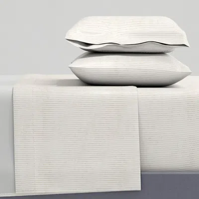 Spoonflower Aegean Ticking Stripe Jute Queen Sheet Set