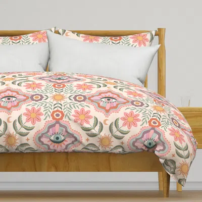 Spoonflower Aesthetic Retro Floral With Duvet Cover