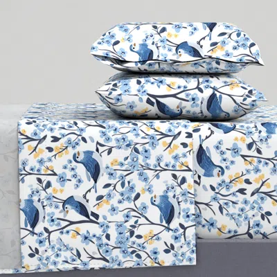 Spoonflower Alaska Forget-me-not Flower And Willow Ptarmigan Bird King Sheet Set