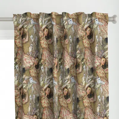 Spoonflower Alice Gets Decked Curtain Panel In Green