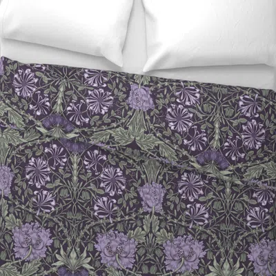 Spoonflower Amethyst Night // William Morris Honeysuckle Arts And Crafts Movement King Pillow Sham
