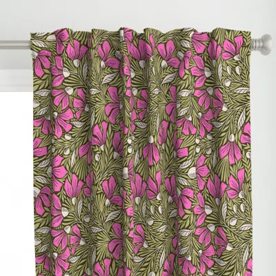 Spoonflower Amias (green And Pink) Curtain Panel