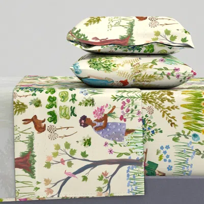 Spoonflower An Afternoon In The Garden - Large King Sheet Set