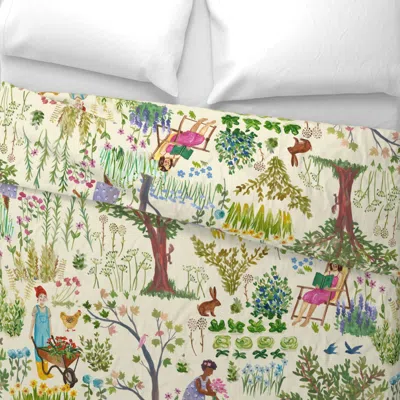 Spoonflower An Afternoon In The Garden - Large Wide Cotton Sateen 3.5 oz 26" X 20" Standard Knife Edge