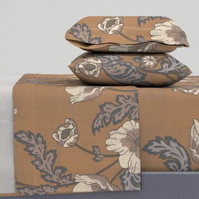 Spoonflower Anemone Spice Cinnamon Large King Sheet Set
