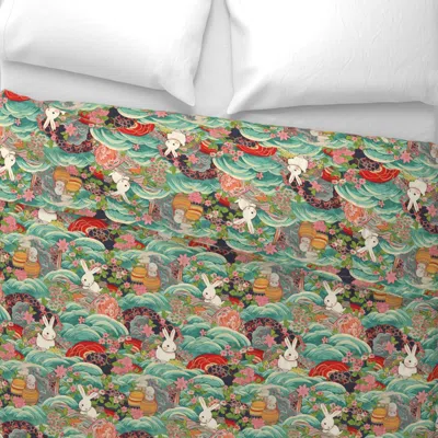 Spoonflower Anime White Rabbit Wide Cotton Sateen 3.5 oz 26" X 20" Standard Knife Edge