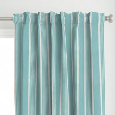 Spoonflower Antique Stripes In Robin Curtain Panel In Blue