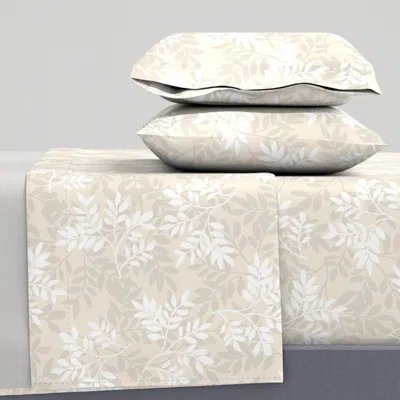 Spoonflower Apricity Branches Ivory And Clay - Large Queen Sheet Set