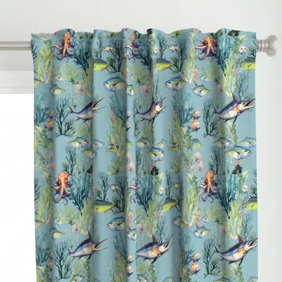 Spoonflower Aqua Wonderland On French Curtain Panel