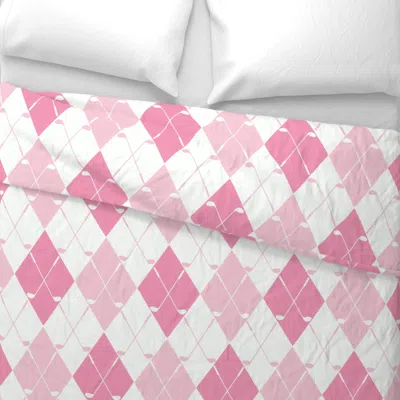 Spoonflower Argyle Golf Clubs Pink Large Scale Wide Cotton Sateen 3.5 oz 26" X 20" Standard Knife Edge