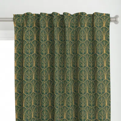 Spoonflower Art Deco Autumn Oak Leaf Curtain Panel