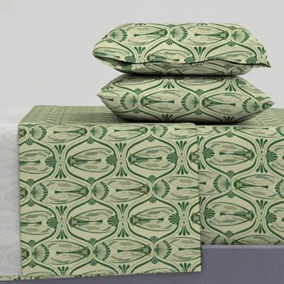 Spoonflower Art Deco Cicada In Jade - 6 Full Sheet Set