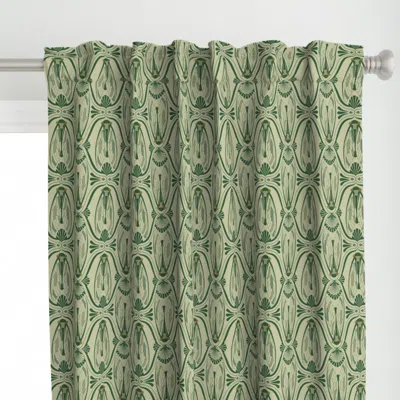 Spoonflower Art Deco Cicada In Jade - Curtain Panel