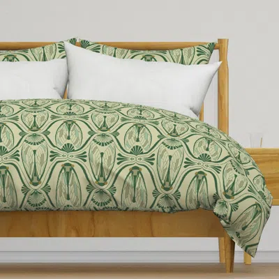 Spoonflower Art Deco Cicada In Jade Duvet Cover