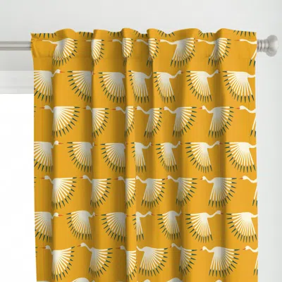 Spoonflower Art Deco Cranes - Custom Curtain Panel In Yellow