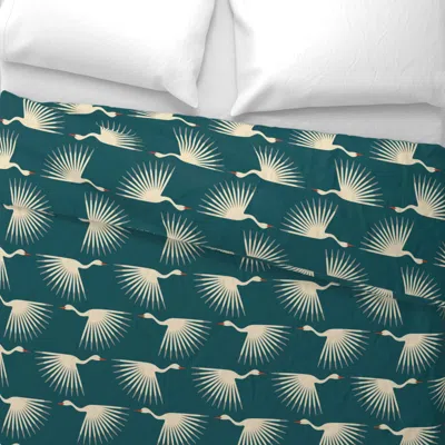 Spoonflower Art Deco Cranes Wide Cotton Sateen 3.5 oz 26" X 20" Standard Knife Edge