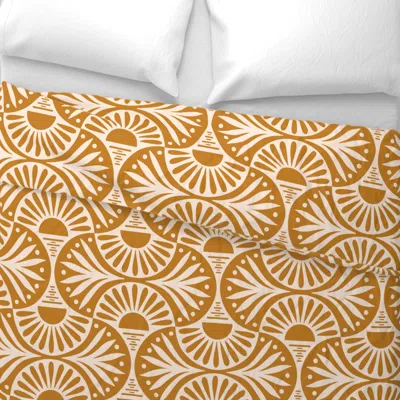 Spoonflower Art Deco Desert Sunset And Leaves Wide Cotton Sateen 3.5 oz 26" X 20" Standard Knife Edge