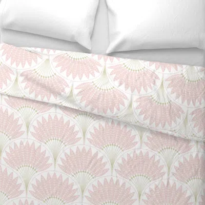 Spoonflower Art Deco Feather Fan / Pastel Pink / Large Scale Wide Cotton Sateen 3.5 oz 26" X 20" Standard Knife 