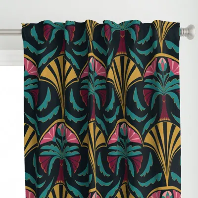 Spoonflower Art Deco Floral In Vase Curtain Panel