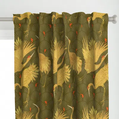 Spoonflower Art Deco Golden Japanese Curtain Panel
