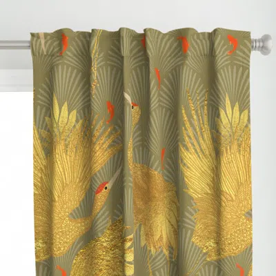 Spoonflower Art Deco Golden Japanese Curtain Panel