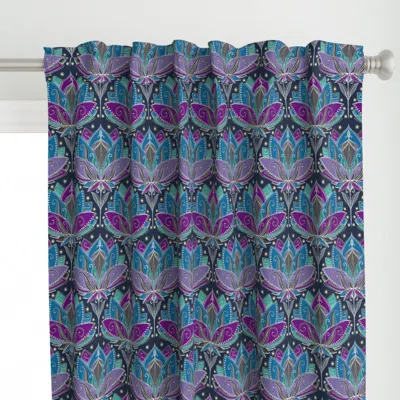 Spoonflower Art Deco Lotus Rising In Curtain Panel