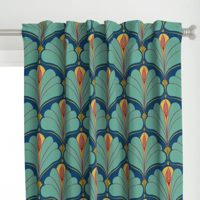Spoonflower Art Deco Pattern In Blue Curtain Panel