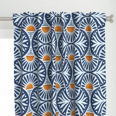 Spoonflower Art Deco Sunset And Curtain Panel In Blue