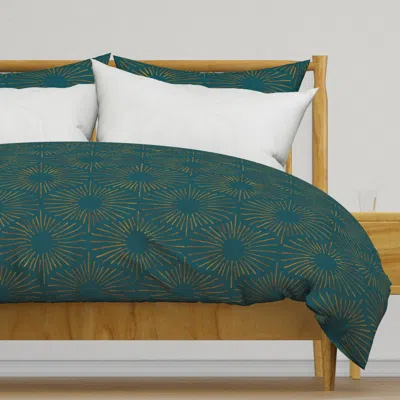 Spoonflower Art Deco Sunshine - Gold On Duvet Cover