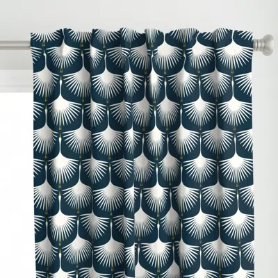 Spoonflower Art Deco Swan - Midnight Curtain Panel